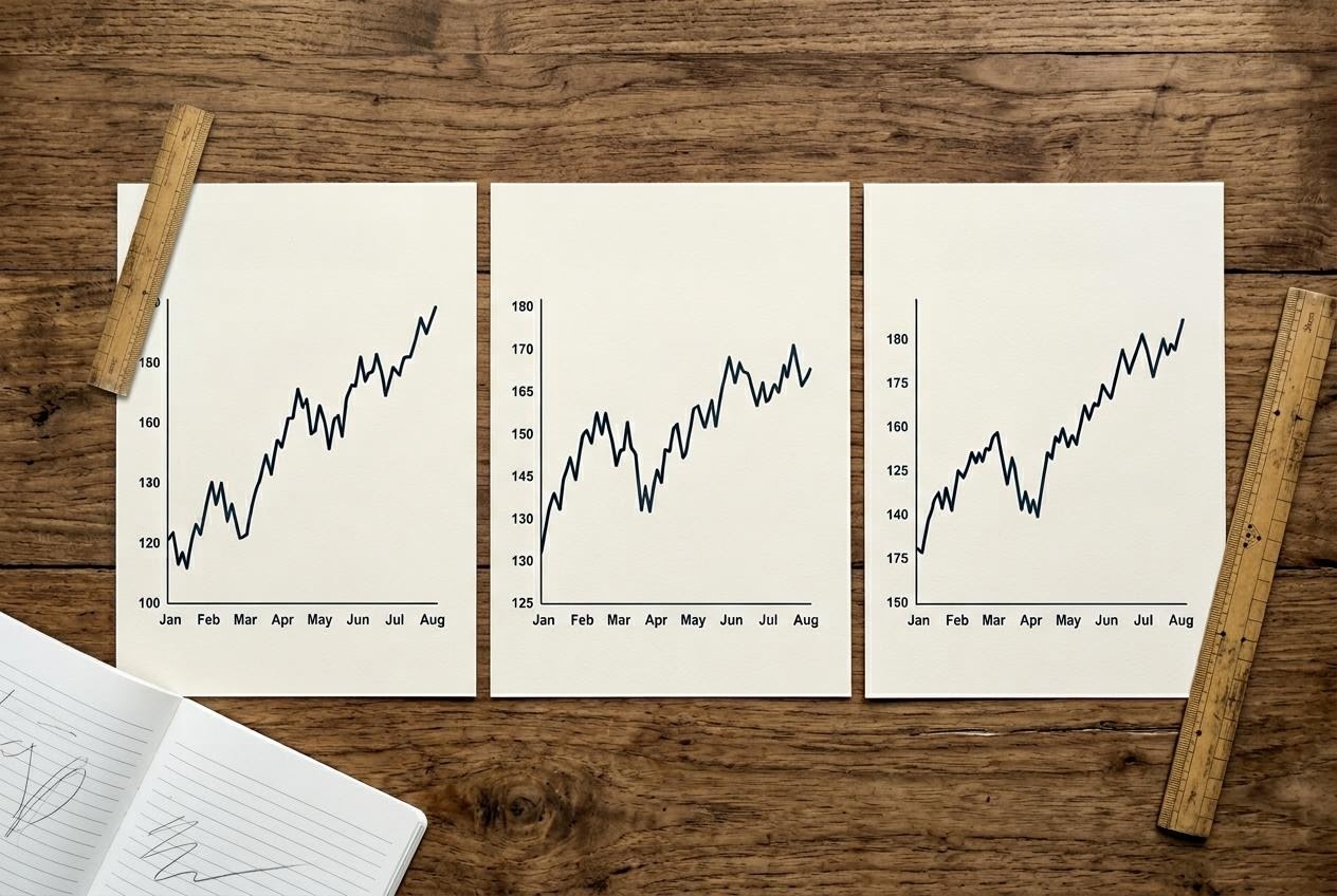 豪ドル円とユーロ円、日本株指数を並べた編集部のチャートボード