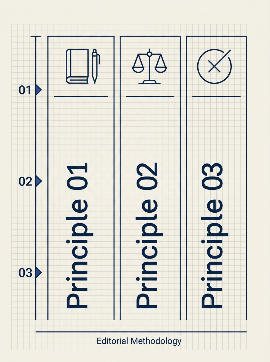 編集原則を三本柱で図示したインフォグラフィック